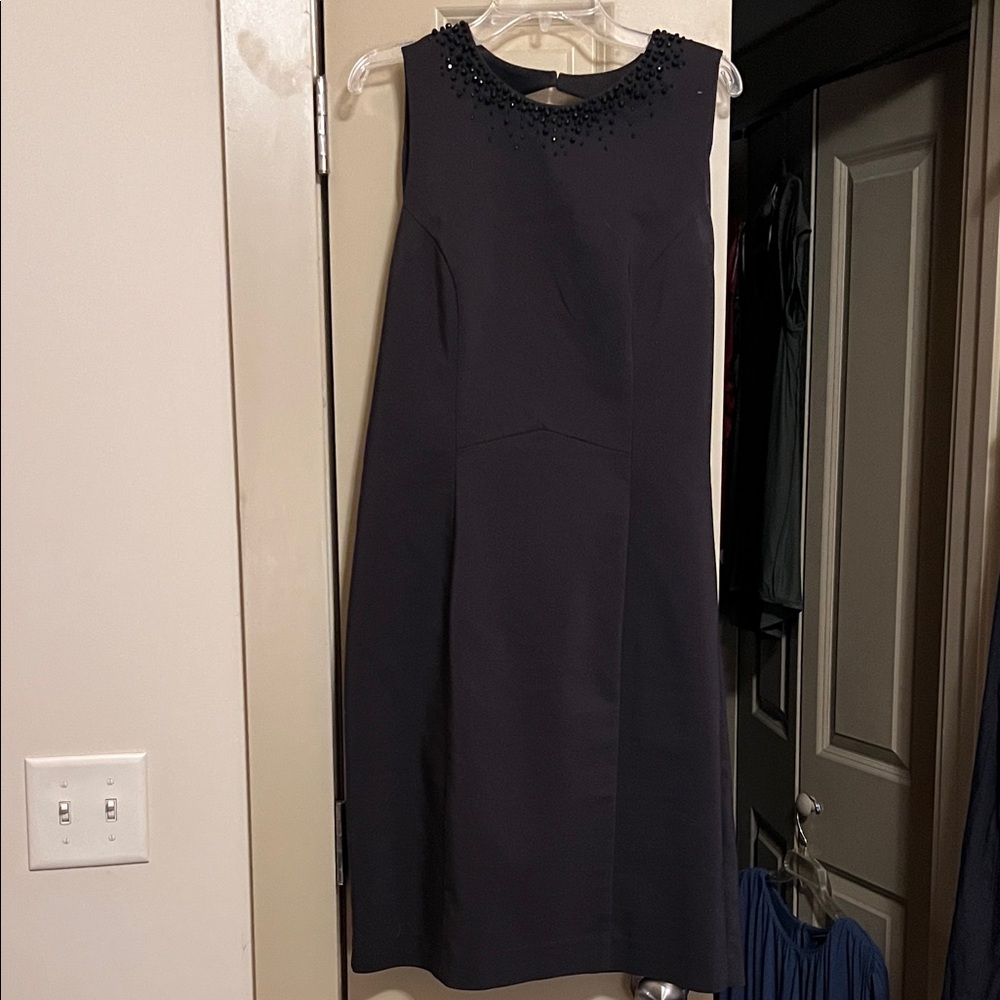 H&M Black Midi Dress with Beaded Neckline